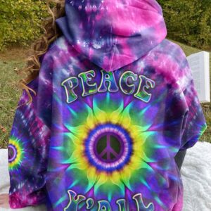 Peace Y’all Retro Tie Dye 3D Hoodie