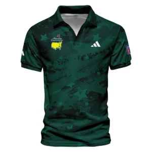 Dark Green Stars Pattern Grunge Background Masters Tournament Adidas Vneck Polo Shirt Style Classic Polo Shirt For Men