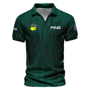 Masters Tournament Ping Dark Green Gradient Stripes Pattern Vneck Polo Shirt Style Classic Polo Shirt For Men
