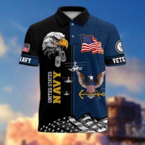 Navy Veteran All Over Print Polo Shirt for Veterans & Supporters