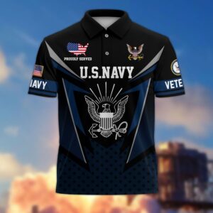 Navy Veteran Polo Shirt AOP – Honor & Service Design