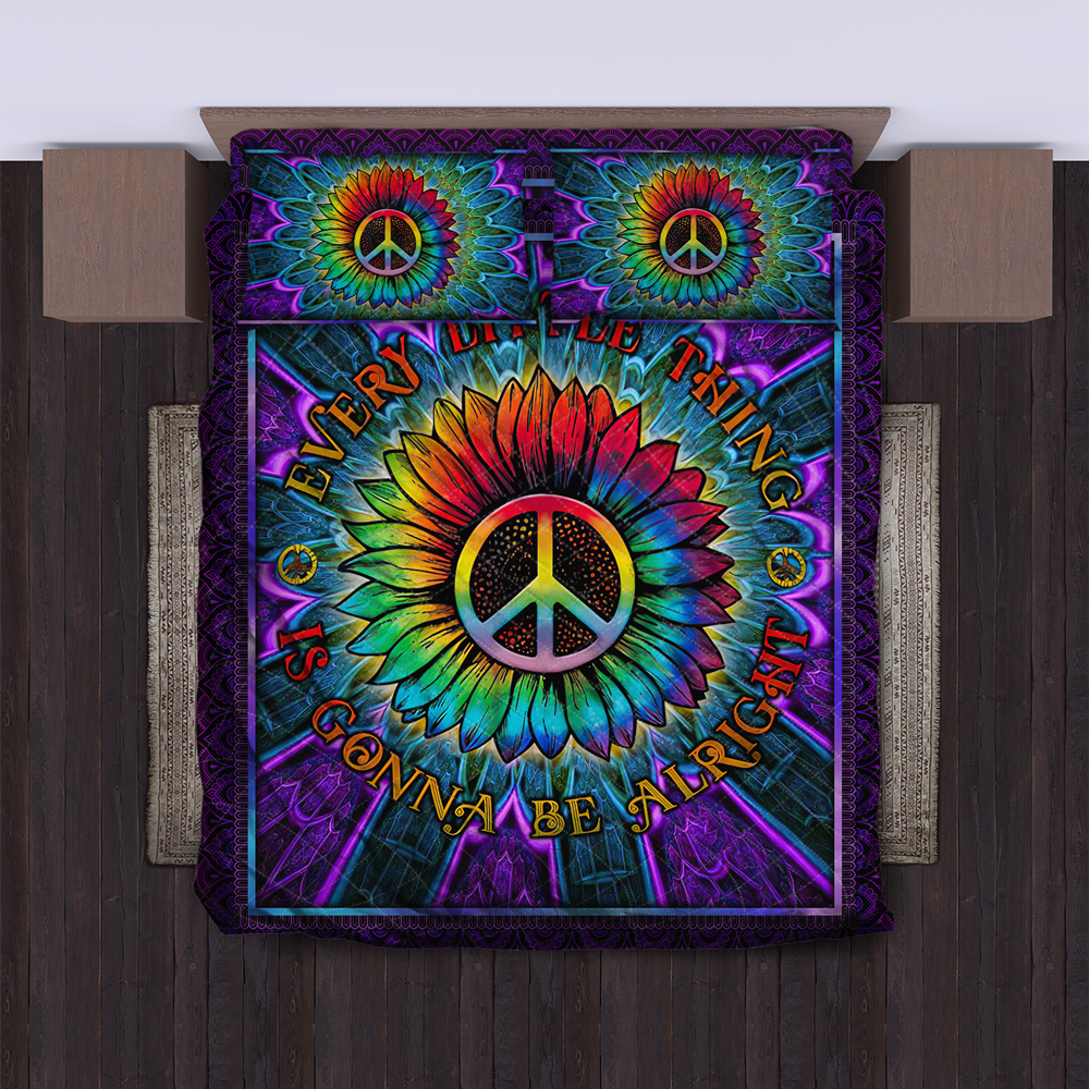 Hippie Quilt Bedding Set – Vibrant Spirit Quilted Bedspread Hippie Quilt Bedding Set – Vibrant Spirit Quilted Bedspread
