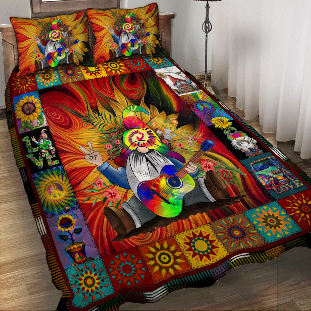 Hippie Quilt Bedding Set – Lively Color Quilted Bed Cover Hippie Quilt Bedding Set – Lively Color Quilted Bed Cover