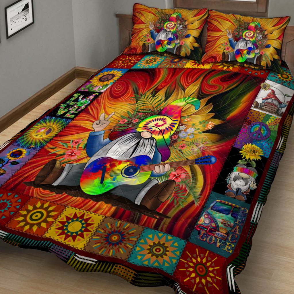 Hippie Quilt Bedding Set – Lively Color Quilted Bed Cover Hippie Quilt Bedding Set – Lively Color Quilted Bed Cover