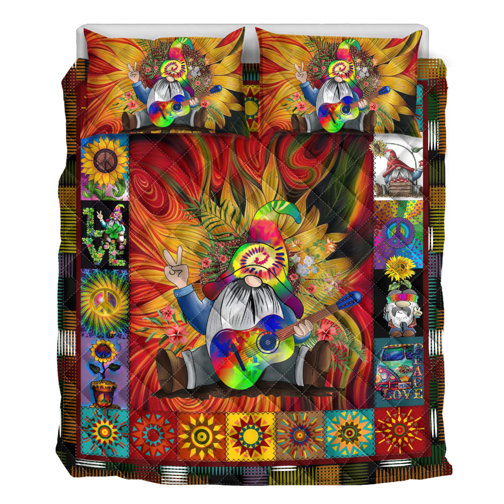 Hippie Quilt Bedding Set – Lively Color Quilted Bed Cover Hippie Quilt Bedding Set – Lively Color Quilted Bed Cover