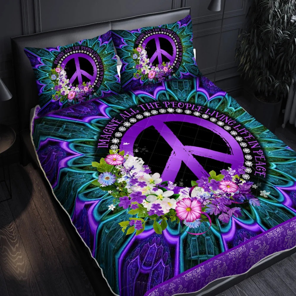 Hippie Quilt Bedding Set – Freedom Energy Quilted Design Hippie Quilt Bedding Set – Freedom Energy Quilted Design