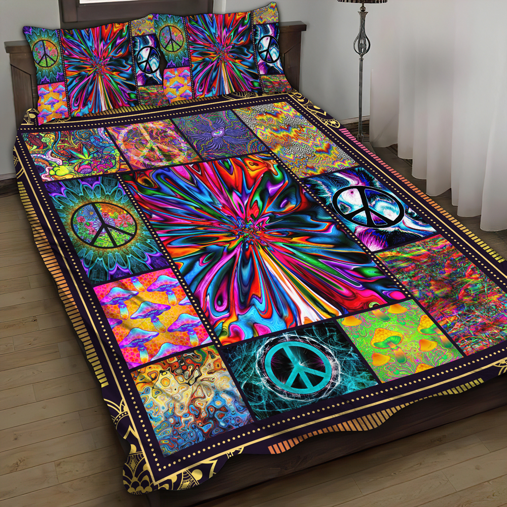 Hippie Quilt Bedding Set – Free Flow Color Quilted Bedding Hippie Quilt Bedding Set – Free Flow Color Quilted Bedding
