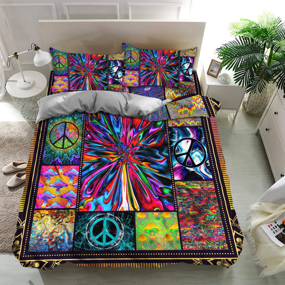 Hippie Quilt Bedding Set – Free Flow Color Quilted Bedding Hippie Quilt Bedding Set – Free Flow Color Quilted Bedding