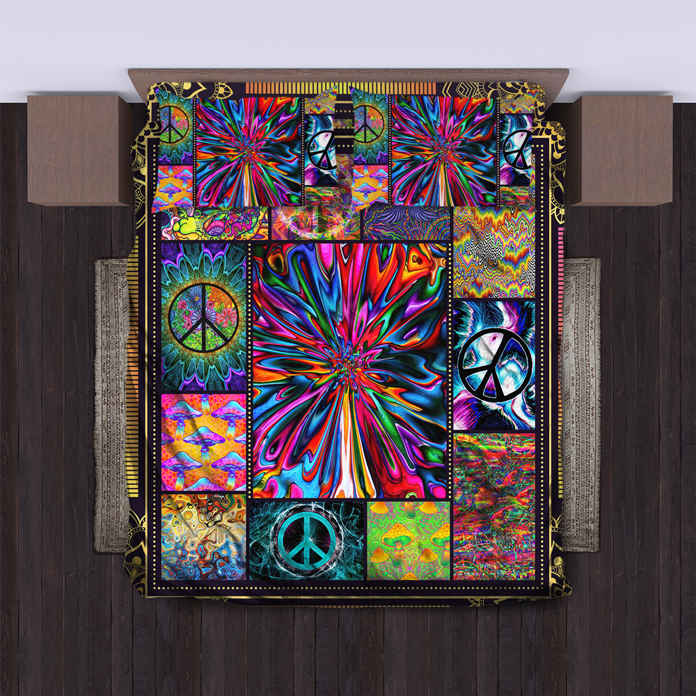 Hippie Quilt Bedding Set – Free Flow Color Quilted Bedding Hippie Quilt Bedding Set – Free Flow Color Quilted Bedding