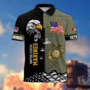 Premium US Marines Polo Shirt, Gifts For US Veterans, Gifts On Father’s Day, Independence Day, Armed Forces Day, Veterans Day, Memorial Day