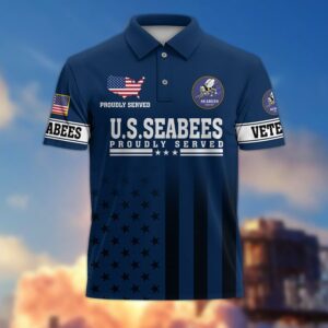 Premium US Seabee Polo Shirt, Gifts For US Veterans, Gifts On Father’s Day, Independence Day, Armed Forces Day, Veterans Day, Memorial Day