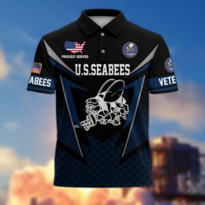 Premium US Seabee Polo Shirt, Gifts For US Veterans, Gifts On Father’s Day, Independence Day, Armed Forces Day, Veterans Day, Memorial Day