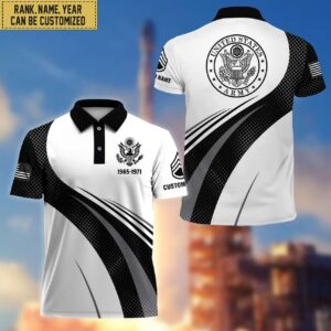 Unique Custom US Army Polo Shirt, Custom Name, Rank, Gift for Army Veteran, Veterans Day, Father’s Day