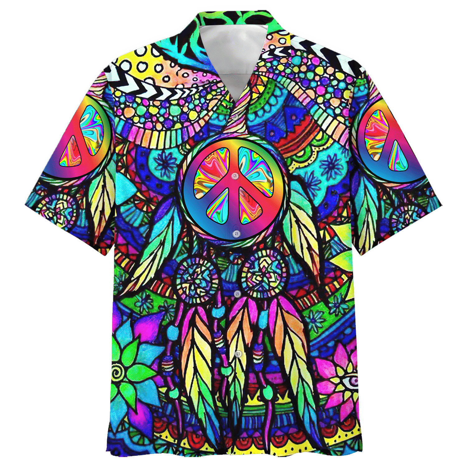 Hippie Hawaiian Shirt Groovy Retro Beach Vacation Style NV-HIPPIE-09 Hippie Hawaiian Shirt Groovy Retro Beach Vacation Style NV-HIPPIE-09