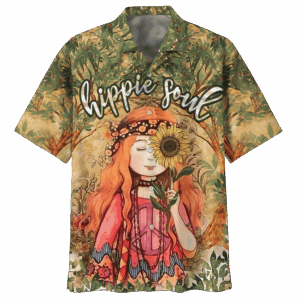 Hippie Hawaiian Shirt Retro Peace Love Festival Style DBA-1503-HP-03
