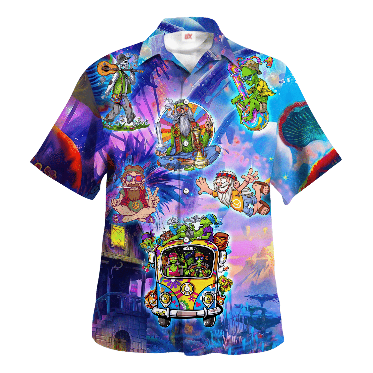 Hippie Hawaiian Shirt Vintage Peace Sign Festival Style HBL-HP-15 Hippie Hawaiian Shirt Vintage Peace Sign Festival Style HBL-HP-15