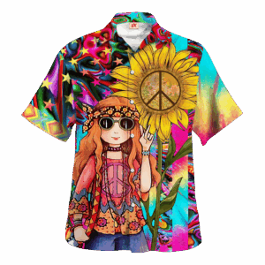 Hippie Hawaiian Shirt Groovy 70s Beach Style HBL-HP-27