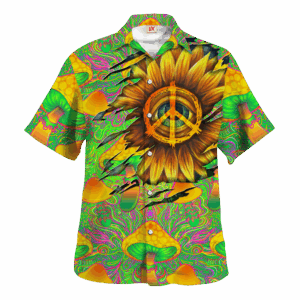 Hippie Hawaiian Shirt Retro Peace Sign Beach Style HBL-HP-28