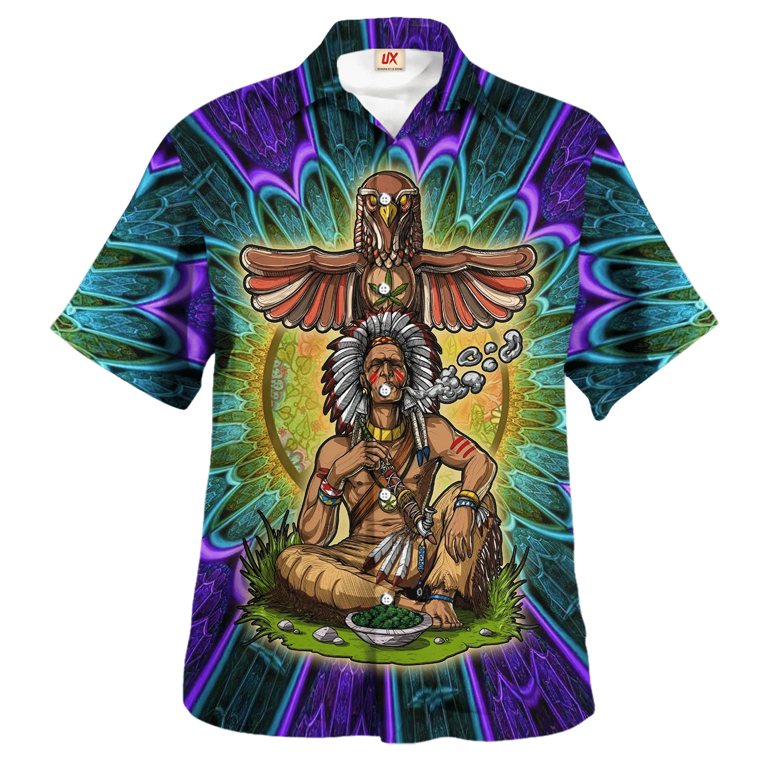 Hippie Hawaiian Shirt Retro 70s Festival Beach Style NV-HP-21 Hippie Hawaiian Shirt Retro 70s Festival Beach Style NV-HP-21