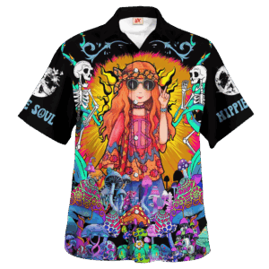 Hippie Hawaiian Shirt Groovy Peace Love Beach Style NV-HP-25