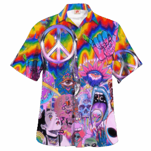 Hippie Hawaiian Shirt Groovy Summer Vacation Style NV-HP-36