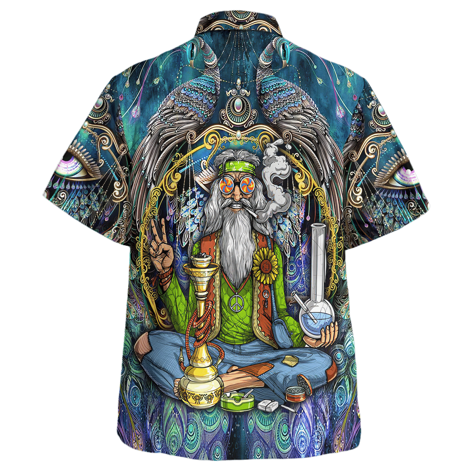 Hippie Hawaiian Shirt Retro 70s Summer Festival Style NV-HP-38 Hippie Hawaiian Shirt Retro 70s Summer Festival Style NV-HP-38