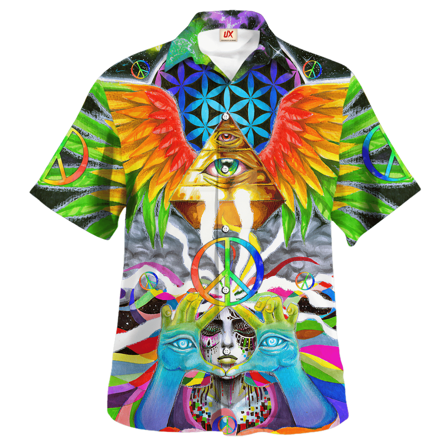 Hippie Hawaiian Shirt Vintage Festival Vacation Style NV-HP-46 Hippie Hawaiian Shirt Vintage Festival Vacation Style NV-HP-46