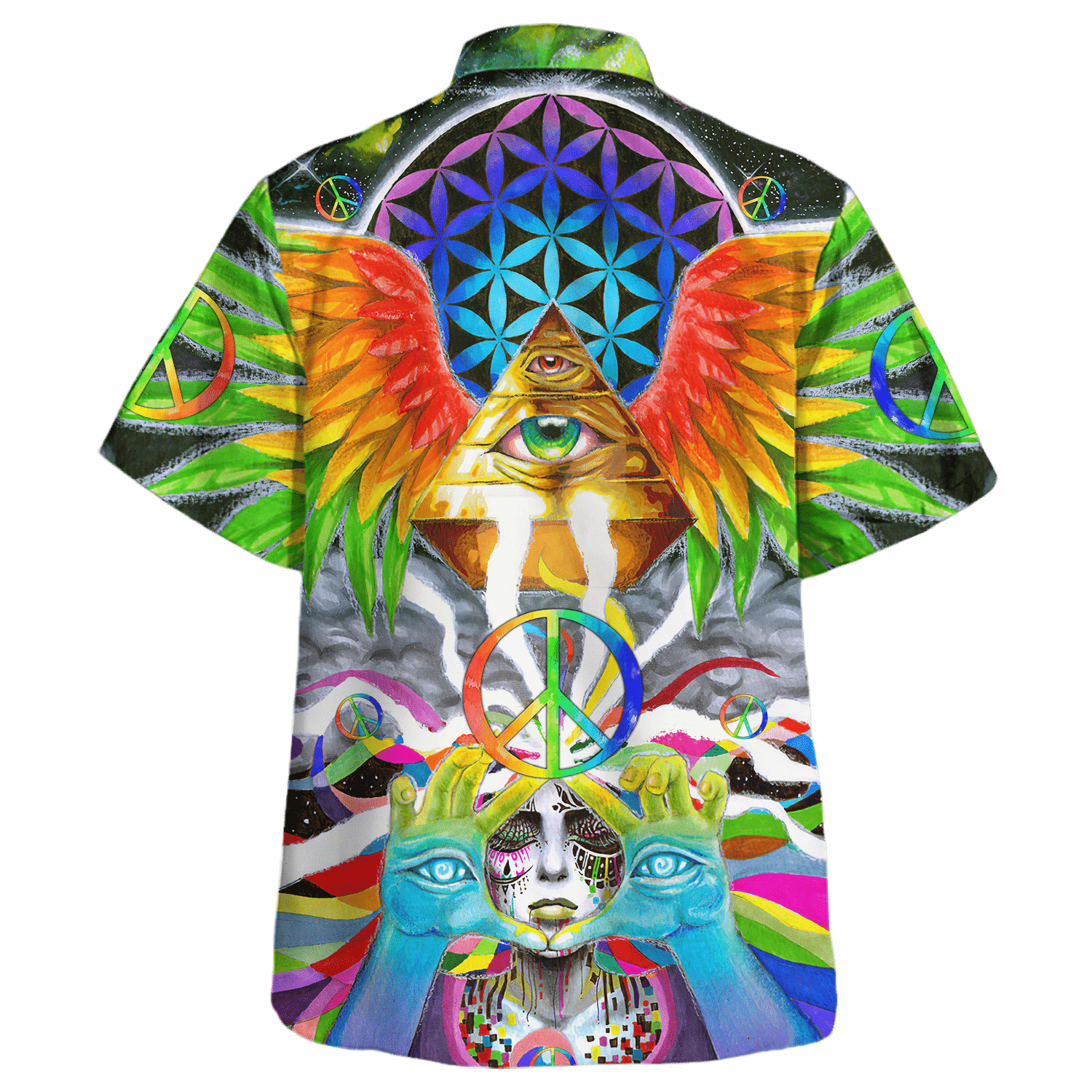 Hippie Hawaiian Shirt Vintage Festival Vacation Style NV-HP-46 Hippie Hawaiian Shirt Vintage Festival Vacation Style NV-HP-46