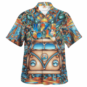 Hippie Hawaiian Shirt Retro Peace Sign Summer Style NV-HP-49