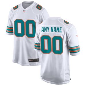 Miami Dolphins Personalized NFL White Jersey – Name & Number