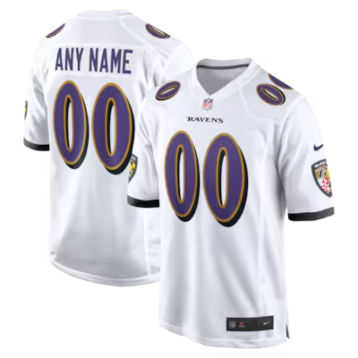 Baltimore Ravens Personalized NFL White Jersey – Name & Number Baltimore Ravens Personalized NFL White Jersey – Name & Number