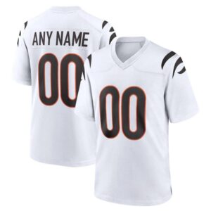 Cincinnati Bengals Personalized NFL White Jersey – Name & Number