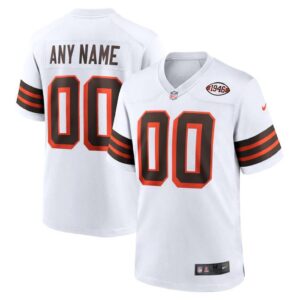 Cleveland Browns Personalized NFL White Jersey – Name & Number