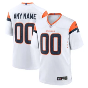 Denver Broncos Personalized White NFL Game Jersey – Name & Number
