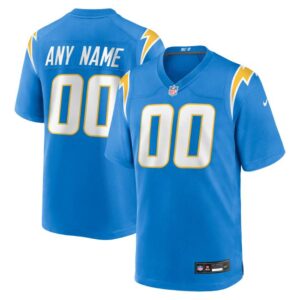 Los Angeles Chargers Personalized Powder Blue NFL Game Jersey – Name & Number