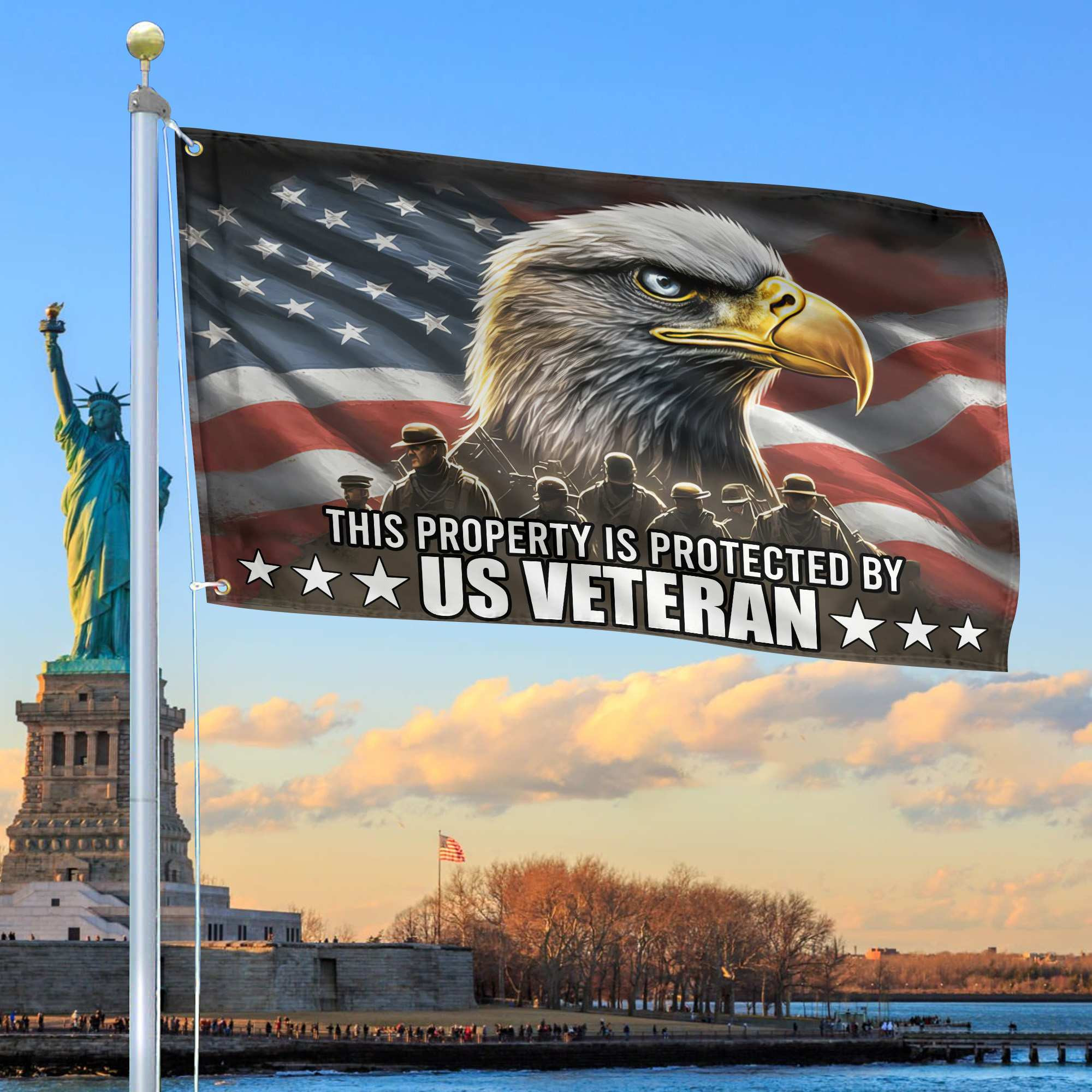 Premium This Property Is Protected By US Veterans Flag, Gift For US Veteran Grommet Flag VPVC103701 Premium This Property Is Protected By US Veterans Flag, Gift For US Veteran Grommet Flag VPVC103701