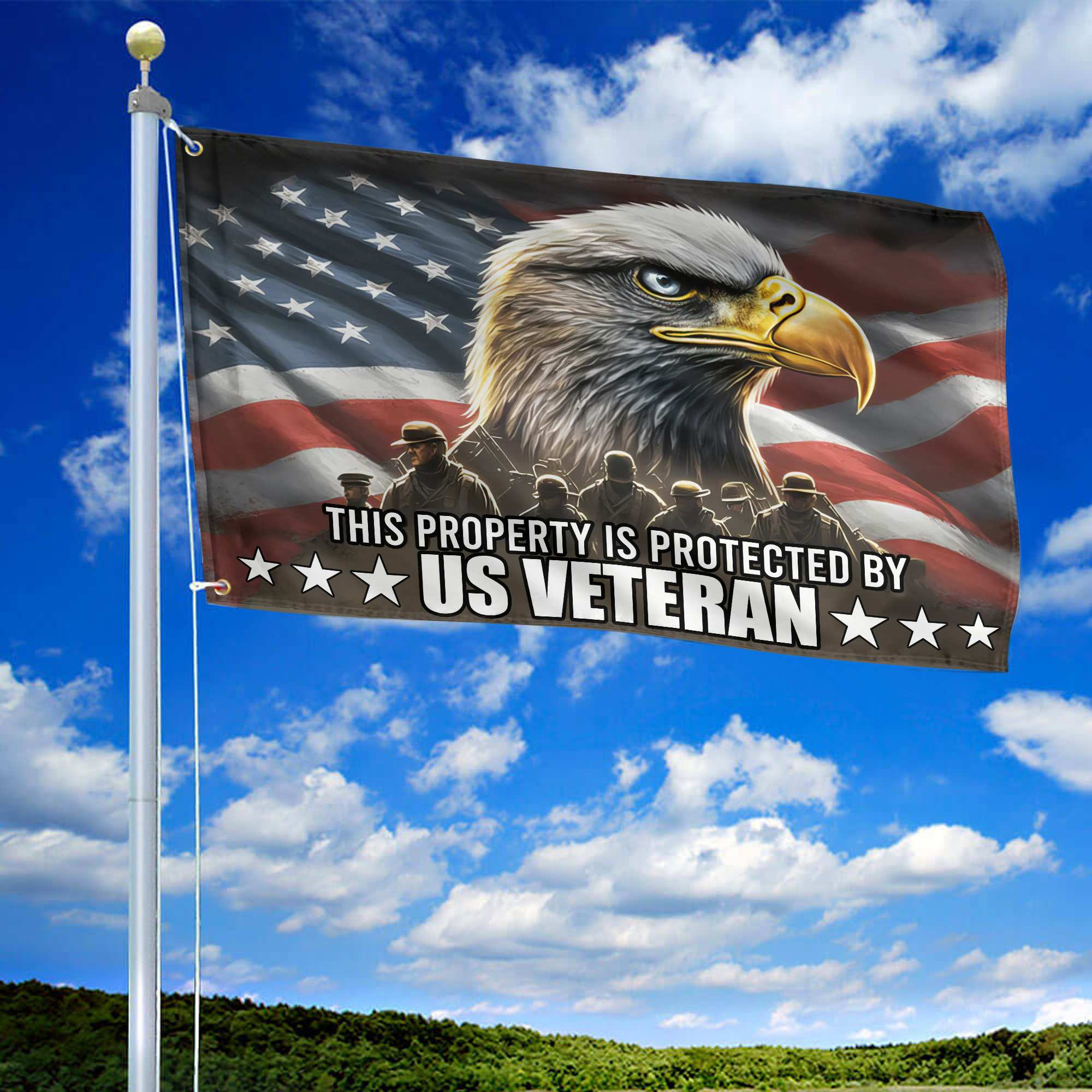 Premium This Property Is Protected By US Veterans Flag, Gift For US Veteran Grommet Flag VPVC103701 Premium This Property Is Protected By US Veterans Flag, Gift For US Veteran Grommet Flag VPVC103701