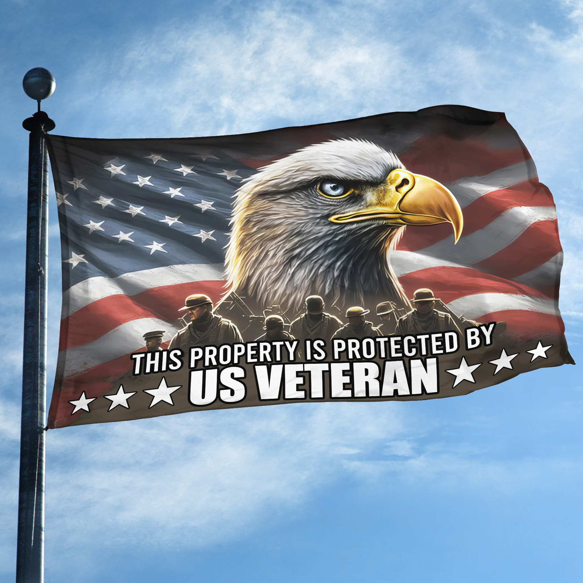 Premium This Property Is Protected By US Veterans Flag, Gift For US Veteran Grommet Flag VPVC103701 Premium This Property Is Protected By US Veterans Flag, Gift For US Veteran Grommet Flag VPVC103701