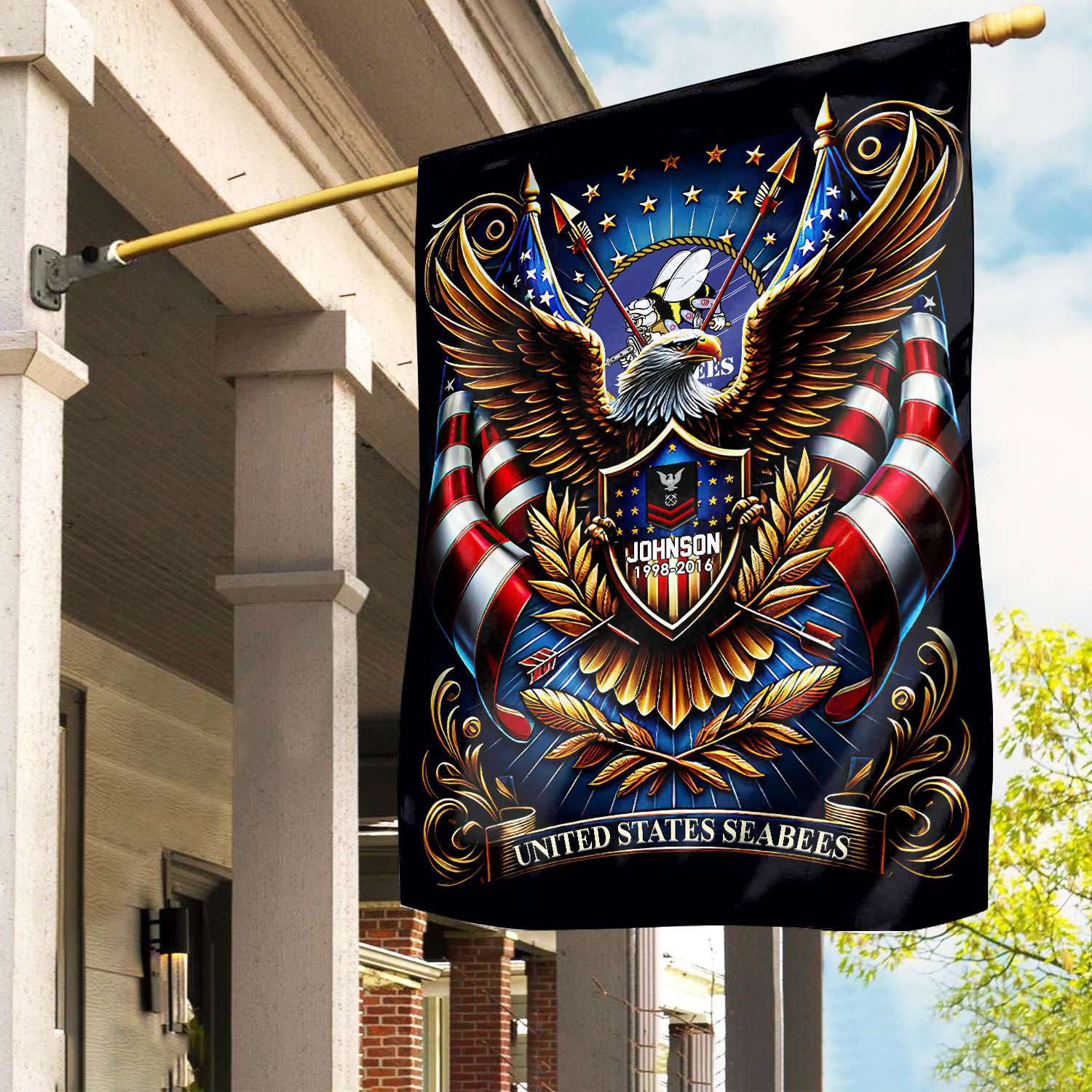 US Seabees Flag VPVC110409, Custom Name, Rank, Year, Gift For Seabees Veteran, American Flag, Patriotic Flag, Garden Flag, House Flag, Best Gifts On Father’s Day, Independence Day, Veterans Day. US Seabees Flag VPVC110409, Custom Name, Rank, Year, Gift For Seabees Veteran, American Flag, Patriotic Flag, Garden Flag, House Flag, Best Gifts On Father’s Day, Independence Day, Veterans Day.