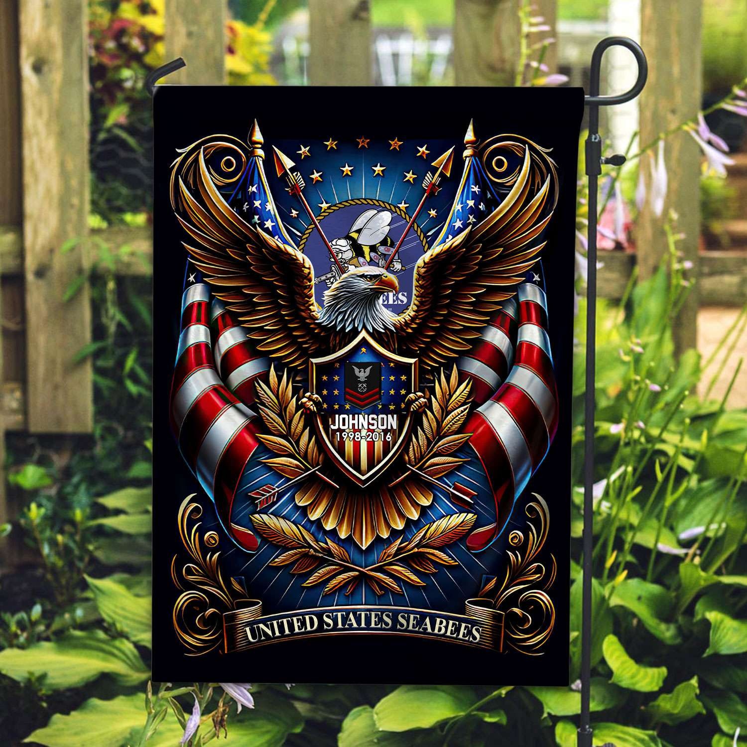 US Seabees Flag VPVC110409, Custom Name, Rank, Year, Gift For Seabees Veteran, American Flag, Patriotic Flag, Garden Flag, House Flag, Best Gifts On Father’s Day, Independence Day, Veterans Day. US Seabees Flag VPVC110409, Custom Name, Rank, Year, Gift For Seabees Veteran, American Flag, Patriotic Flag, Garden Flag, House Flag, Best Gifts On Father’s Day, Independence Day, Veterans Day.