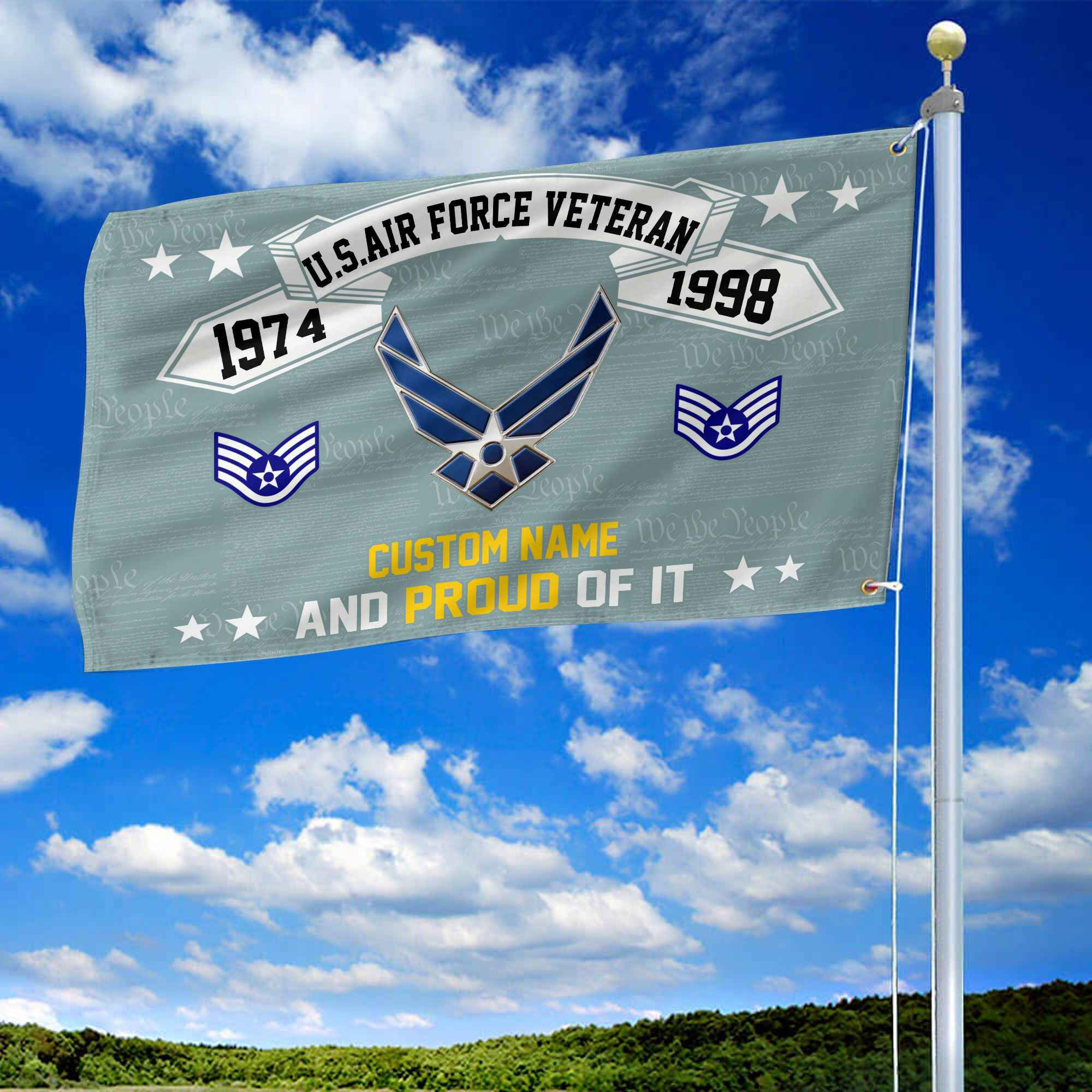 Unique Custom Name, Rank, Year USAF Grommet Flag VPVC107004, Gifts For Airforce Veteran, Gifts For Dad, For Husband, Best Gifts On Father’s Day, Independence Day, Veterans Day. Unique Custom Name, Rank, Year USAF Grommet Flag VPVC107004, Gifts For Airforce Veteran, Gifts For Dad, For Husband, Best Gifts On Father’s Day, Independence Day, Veterans Day.