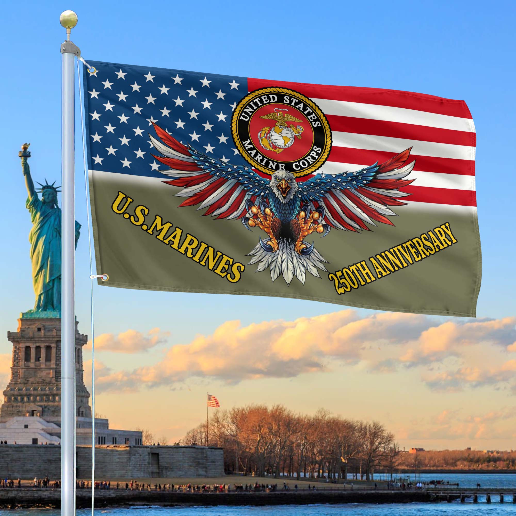 Premium USMC Grommet Flag VPVC120022, 250th Anniversary Marine Corps Flag, Gifts For Marine Veteran, Best Gifts On Father’s Day, Veterans Day. Premium USMC Grommet Flag VPVC120022, 250th Anniversary Marine Corps Flag, Gifts For Marine Veteran, Best Gifts On Father’s Day, Veterans Day.