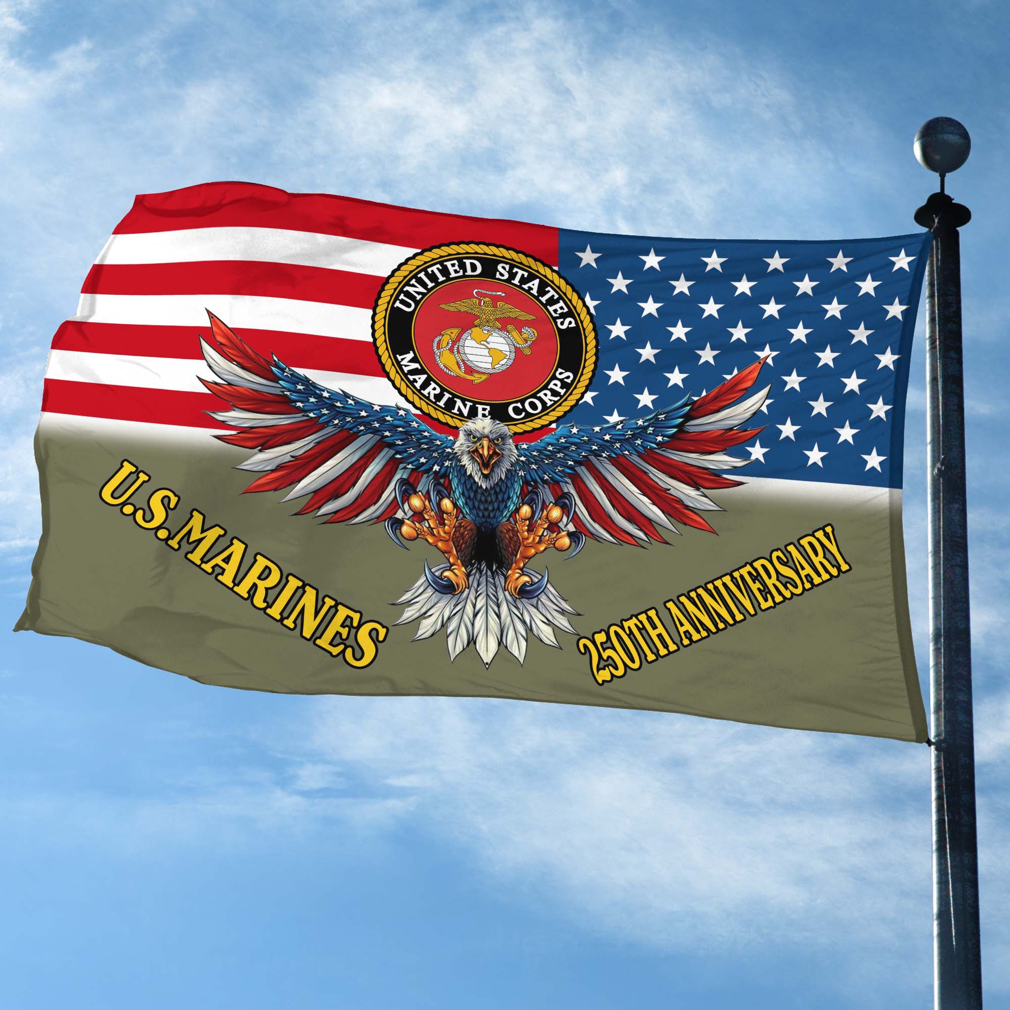 Premium USMC Grommet Flag VPVC120022, 250th Anniversary Marine Corps Flag, Gifts For Marine Veteran, Best Gifts On Father’s Day, Veterans Day. Premium USMC Grommet Flag VPVC120022, 250th Anniversary Marine Corps Flag, Gifts For Marine Veteran, Best Gifts On Father’s Day, Veterans Day.