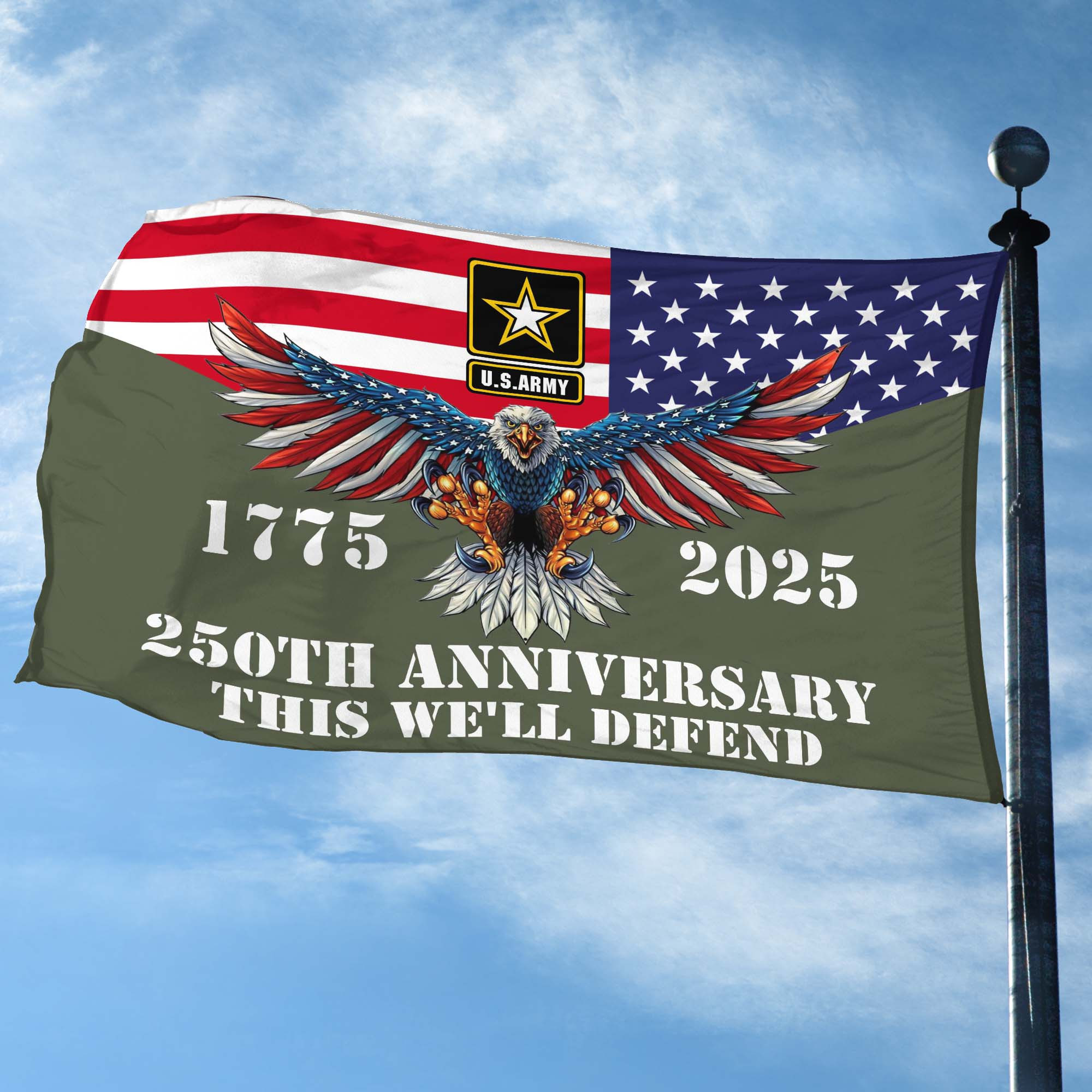 Premium 250th Anniversary Of The Army Grommet Flag VPVC120001, Gifts For Army Veteran, Best Gifts On Father’s Day, Veterans Day. Premium 250th Anniversary Of The Army Grommet Flag VPVC120001, Gifts For Army Veteran, Best Gifts On Father’s Day, Veterans Day.