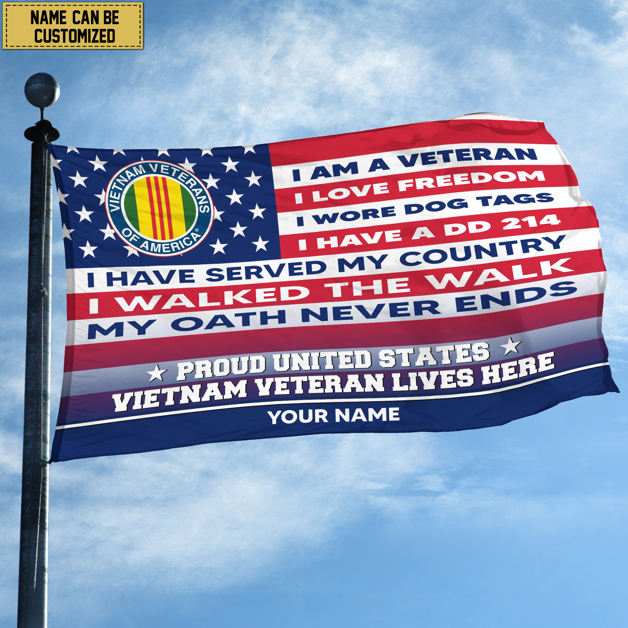 Vietnam Veteran Personalized American Flag, Gift For US Military Veteran, Vietnam Veteran Grommet Flag, Garden Flag, House Flag VPVC102906 Vietnam Veteran Personalized American Flag, Gift For US Military Veteran, Vietnam Veteran Grommet Flag, Garden Flag, House Flag VPVC102906