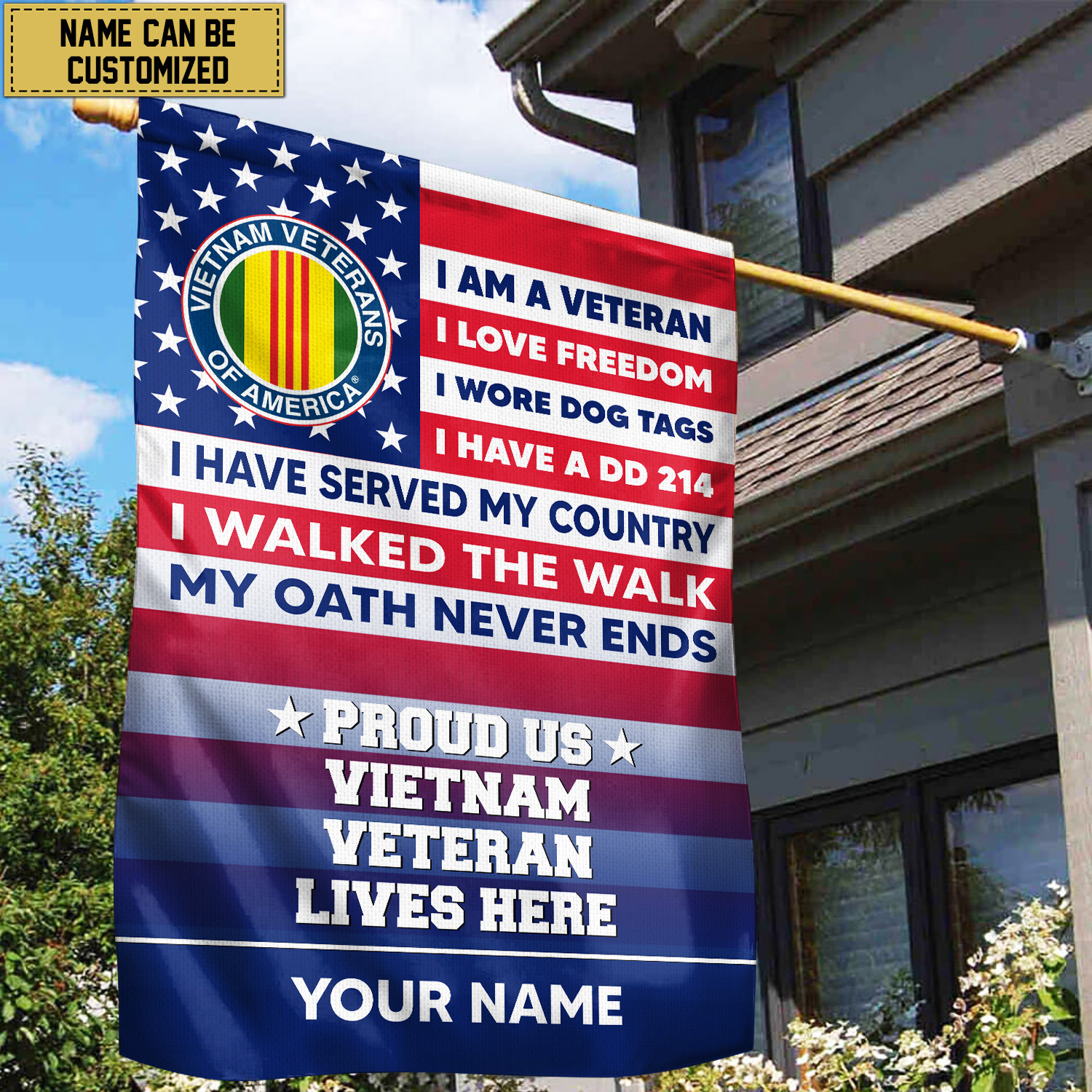 Vietnam Veteran Personalized American Flag, Gift For US Military Veteran, Vietnam Veteran Grommet Flag, Garden Flag, House Flag VPVC102906 Vietnam Veteran Personalized American Flag, Gift For US Military Veteran, Vietnam Veteran Grommet Flag, Garden Flag, House Flag VPVC102906
