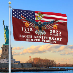 Premium Custom USMC 250th Anniversary Grommet Flag CPVC070411, 250th Marine Corps Birthday Flag, Gifts For Marine Veteran, Best Gifts On Father’s Day, Veterans Day.