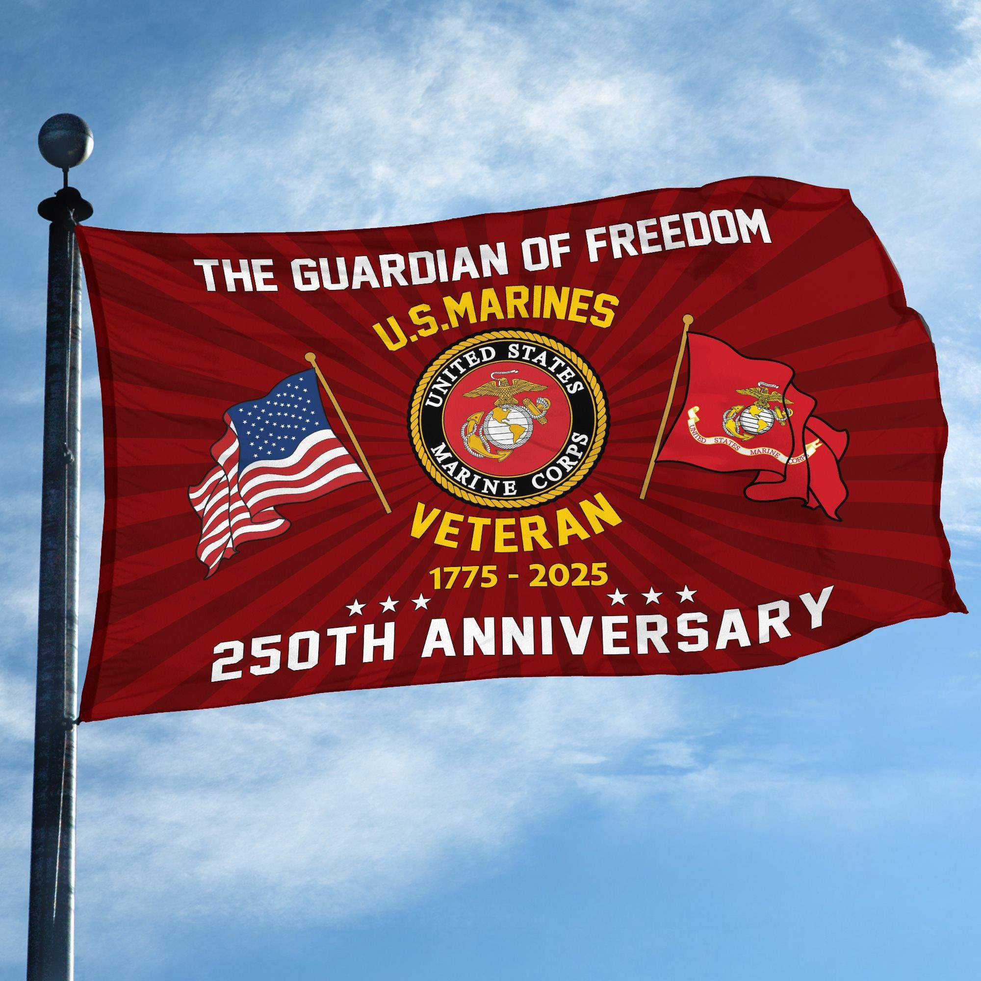 Premium USMC Grommet Flag VPVC120056, 250th Anniversary Marine Corps Flag, Gifts For Marine Veteran, Best Gifts On Father’s Day, Veterans Day. Premium USMC Grommet Flag VPVC120056, 250th Anniversary Marine Corps Flag, Gifts For Marine Veteran, Best Gifts On Father’s Day, Veterans Day.