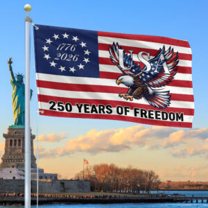Premium America 250th Anniversary Grommet Flag VPVC120096, America 250th Flag, America 250th Birthday, Best Gifts On Independence Day, Veterans Day.