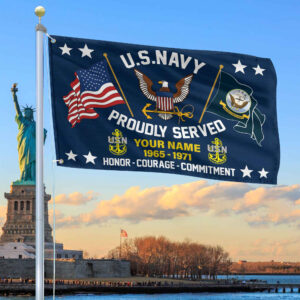 Premium Personalized US Navy Veteran Grommet Flag BPVC190910